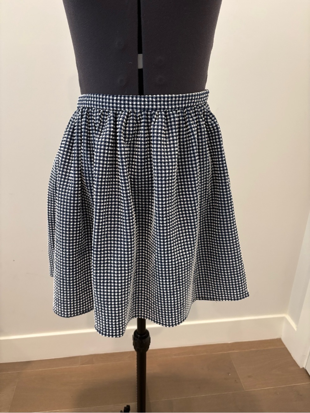Opening Ceremony Navy and White Gingham Skater Skirt
